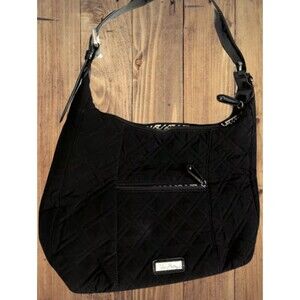 Vera Bradley Shoulder Bag Quilted BLACK Travel Tote Bag Black Lined Large